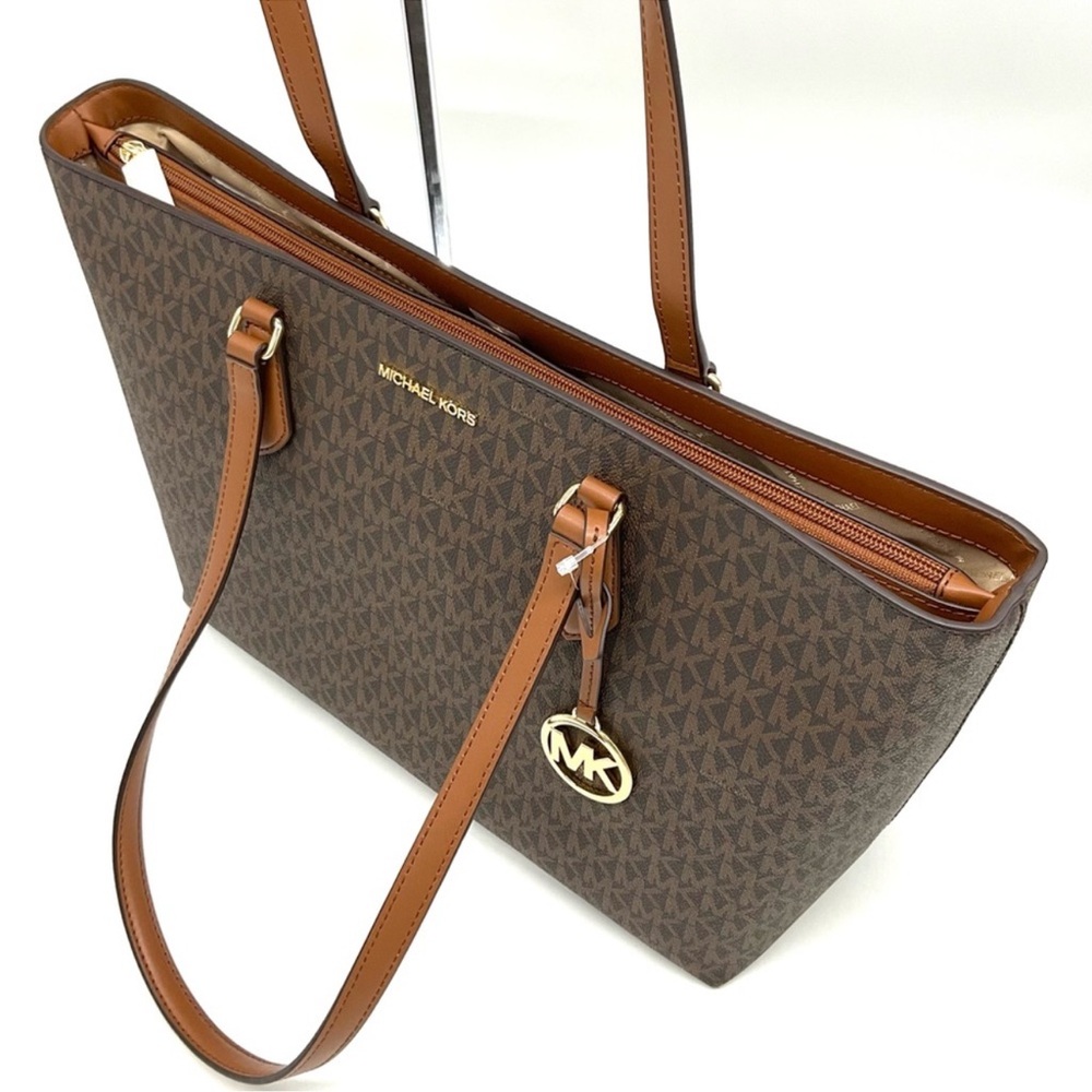 Michael Kors Large EW Crossbody Bag & Large Trifold Wallet Brown/Gold - Picture 7 of 13